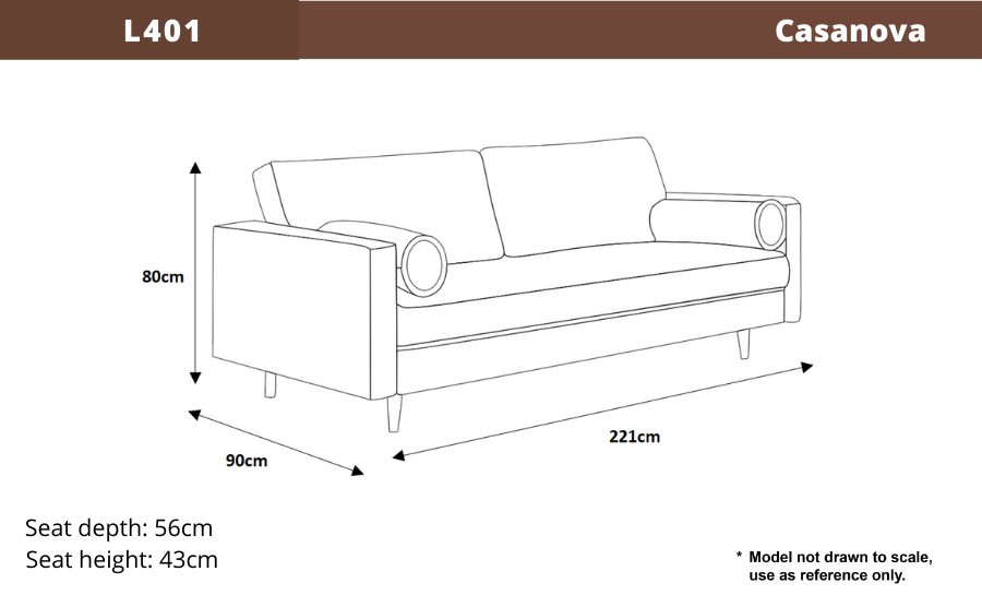 Casanova Fabric 3 Seater Sofa